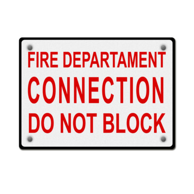 Horizontal Metal Sign Fire Department Connection