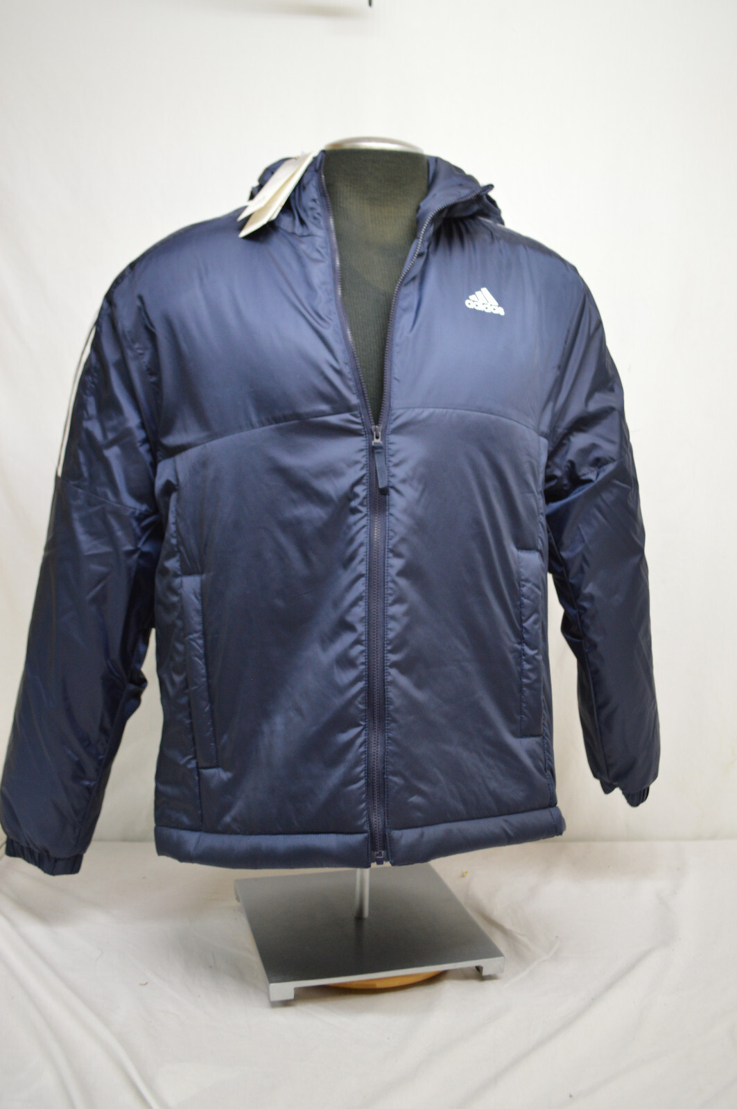 adidas Essentials Insulated Full Zip Navy Blue Hooded Jacket Mens GT9165