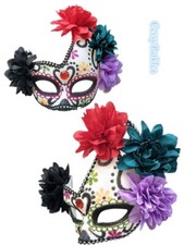 SN-B1-1 Frida Bright Colour Day of the Dead Female Senorita Costume Mask Flowers