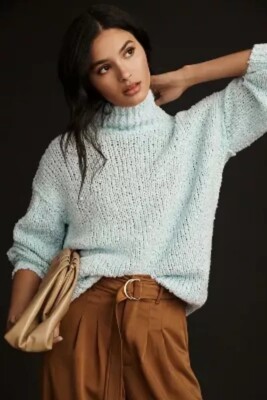 Anthropologie The Need-It Oversized Mock Neck Sweater Size LP MSRP$128.00