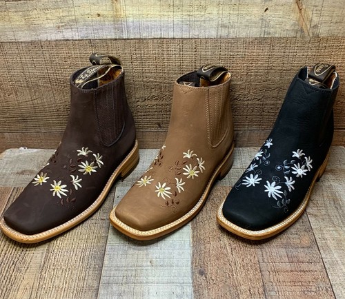 Para mujer Occidental Rodeo Media Bota Botines Botines Vaquera 490 | eBay