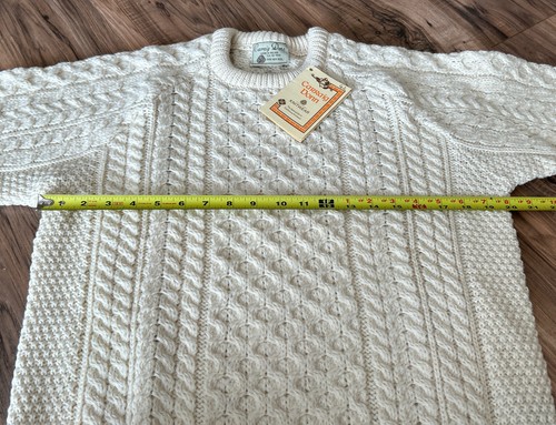 Carraig Donn Sweater Irish Wool Fisherman Cable Hand Knit Sz 42 New With Tags - Picture 7 of 11