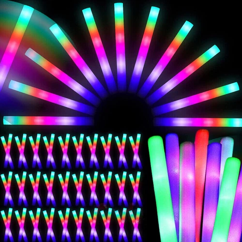 100-500 PCS Light Up Foam Sticks LED Wands Batons Party Dj Flashing Glow Sticks - Picture 3 of 33