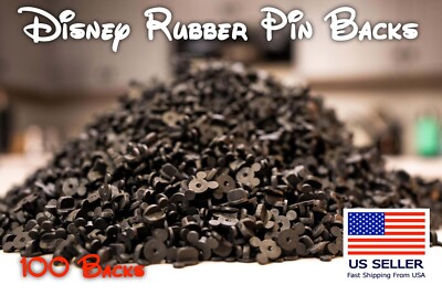 DISNEY'S RUBBER PIN BACKS PACK OF 100 MICKEY MOUSE BACKS PIN BACKS - USA SELLER!