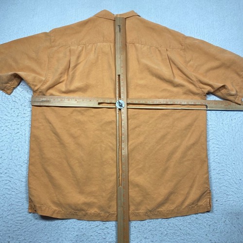 Camicia hawaiana Tommy Bahama uomo grande arancione jacquard con bottoni manica corta - Foto 7 di 9