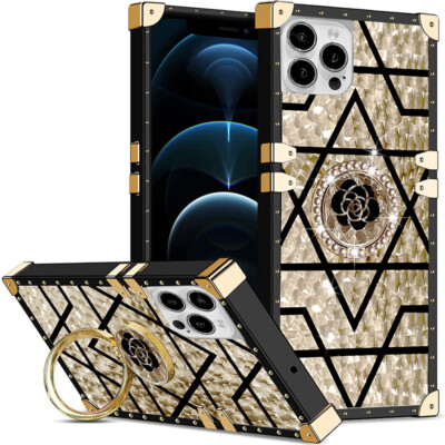 Glitzer Handyhülle Schutz Bumper Handy Tasche mit Diamant Ring Halterung Etui