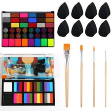 4 pack Face Paint Kit 42 Colors Body Art Paint Split Cakes Kit Sponges Pro Brush
