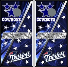 cowboys  patriots divided 0162 cornhole board vinyl wraps