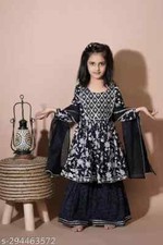 Indian Beautiful Anarkali Style Girls Kurta with Dupatta Bottomwear For Kids
