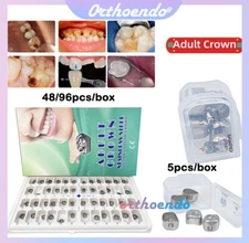 DENTAL STAINLESS STEEL ADULT PERMANENT MOLAR CROWN REFILL TEETH CROWNS All Sizes