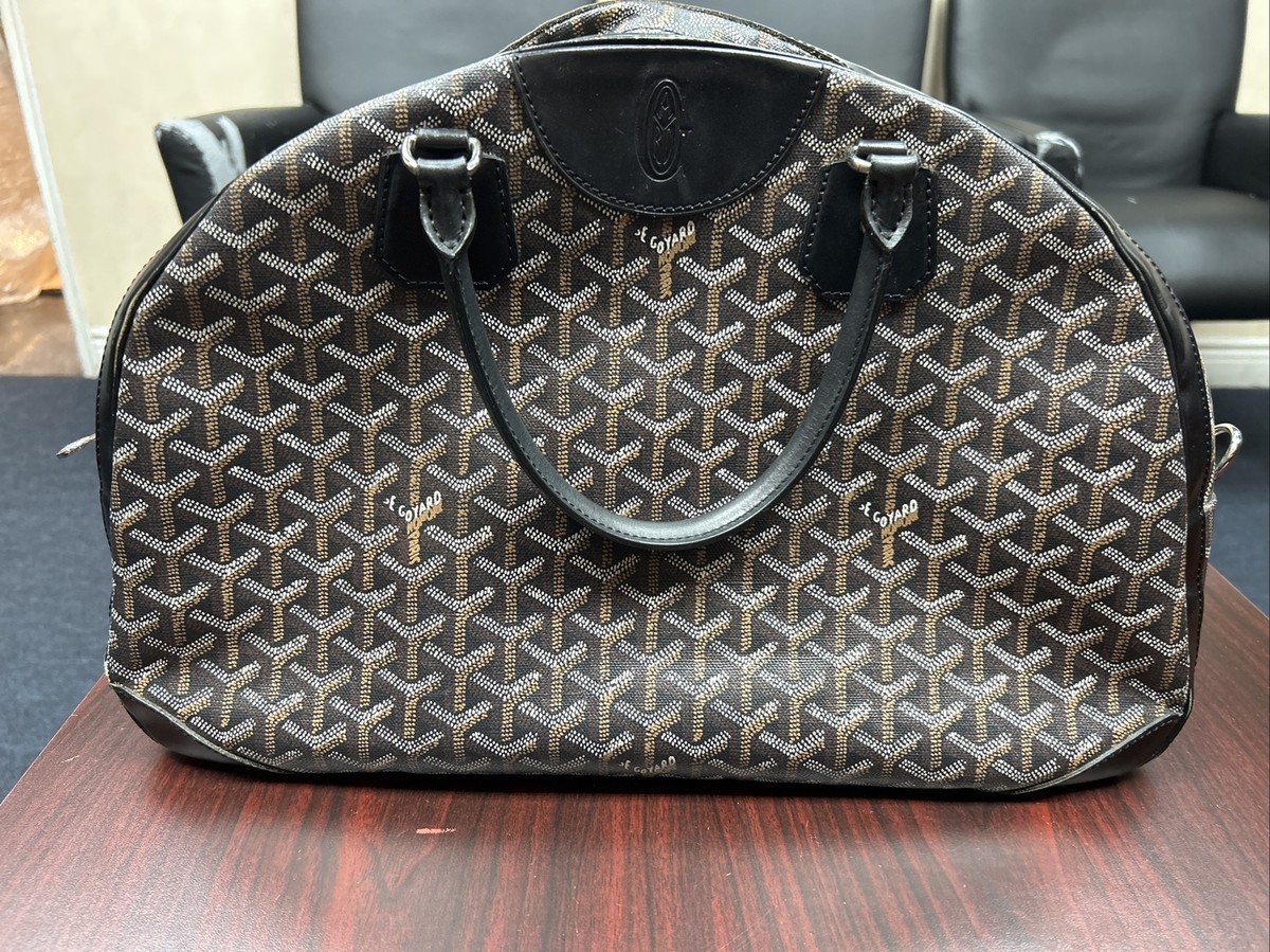 Goyard Saint Jeanne GM Black Canvas Leather Satchel Handbag