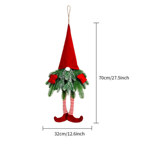 Santa Gnome Merry Christmas Wreath with Light Artificial Pine Spruce Hanging - Picture 3 of 14