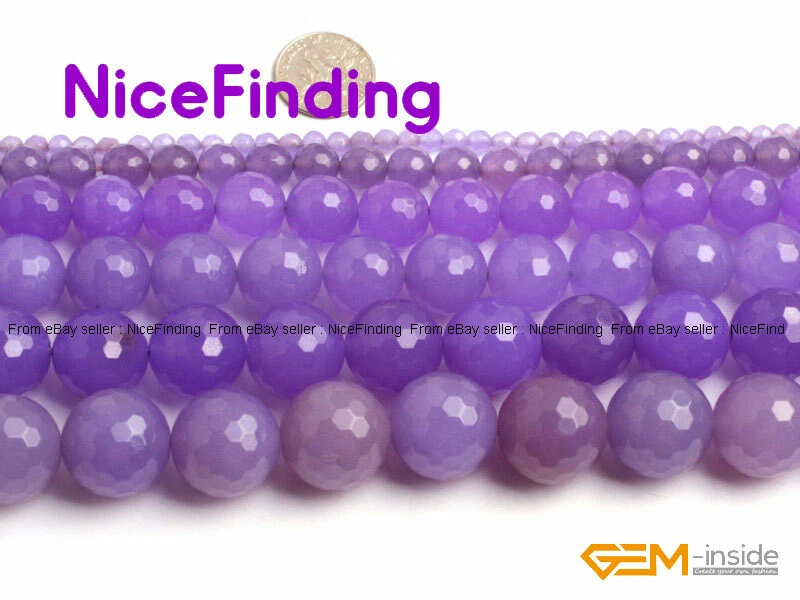 Venta al por mayor Cuentas sueltas de piedras preciosas de jade facetadas de piedra redonda para hacer joyas 15" Foto 2 de 4