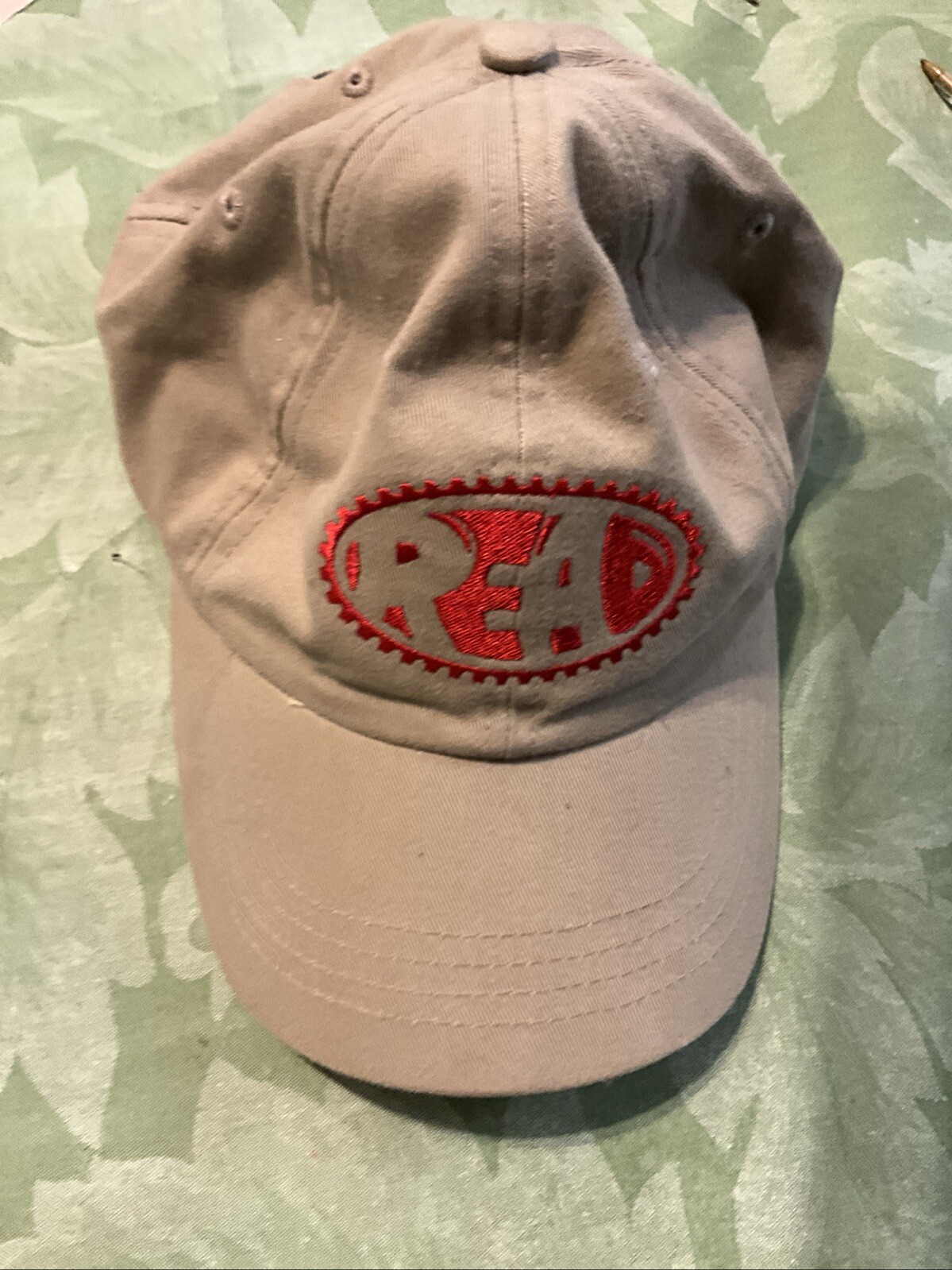 Baseball Cap, Tan with Red “Read” Embroidery-image