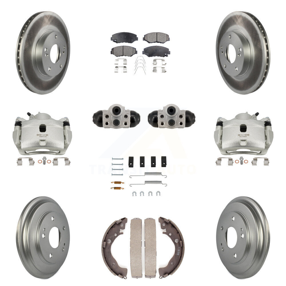 Front Rear Brake Caliper Rotor Drum Semi-Metallic Pad Shoe Cylinder Hardware Kit