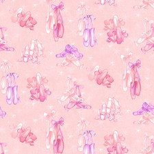 Ballet Fabric Prima Ballerina Shoe Toss Pink Henry Glass YARD