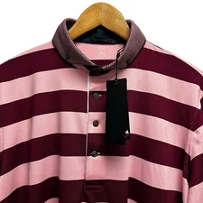 Greyson NEW WITH TAGS Men's Sz L Golf "Saguache" Striped Quartz Red & Pink Shirt