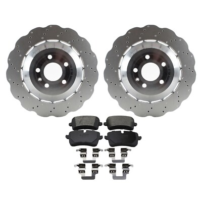 SHW Rear 356mm Rotors & Bosch Quietcast Semi-Met Disc Brake Pad Kit For RS7 Base