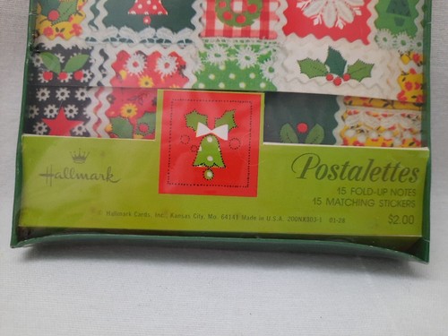 VTG Christmas Hallmark Postalettes Patchwork Gingham Polka Dot Calico Design NOS - Picture 4 of 14