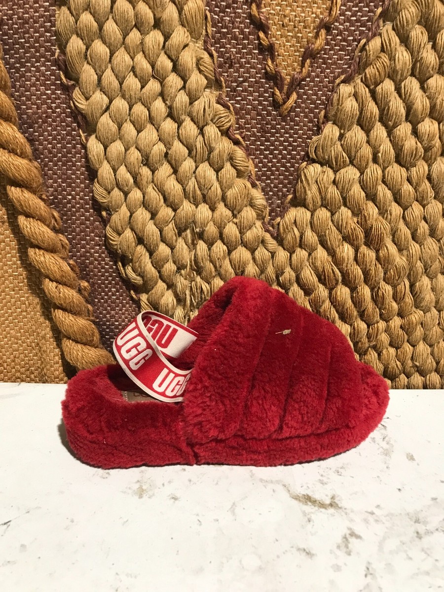 UGG Fluff Yeah Women's Shoes Size Ribbon Red Sheepskin Slingback Slide  Sandals