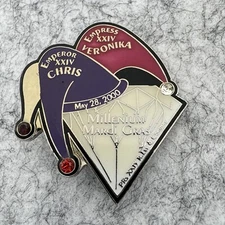 Millennium Mardi Gras 2000 Y2K Jester Hat Large Lapel Pin Chris Veronika