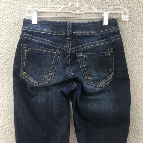 Silver Suki Slim Bootcut Jeans Womens 26x34.5 Blue Denim Low Rise Dark Wash Zip - Picture 12 of 17