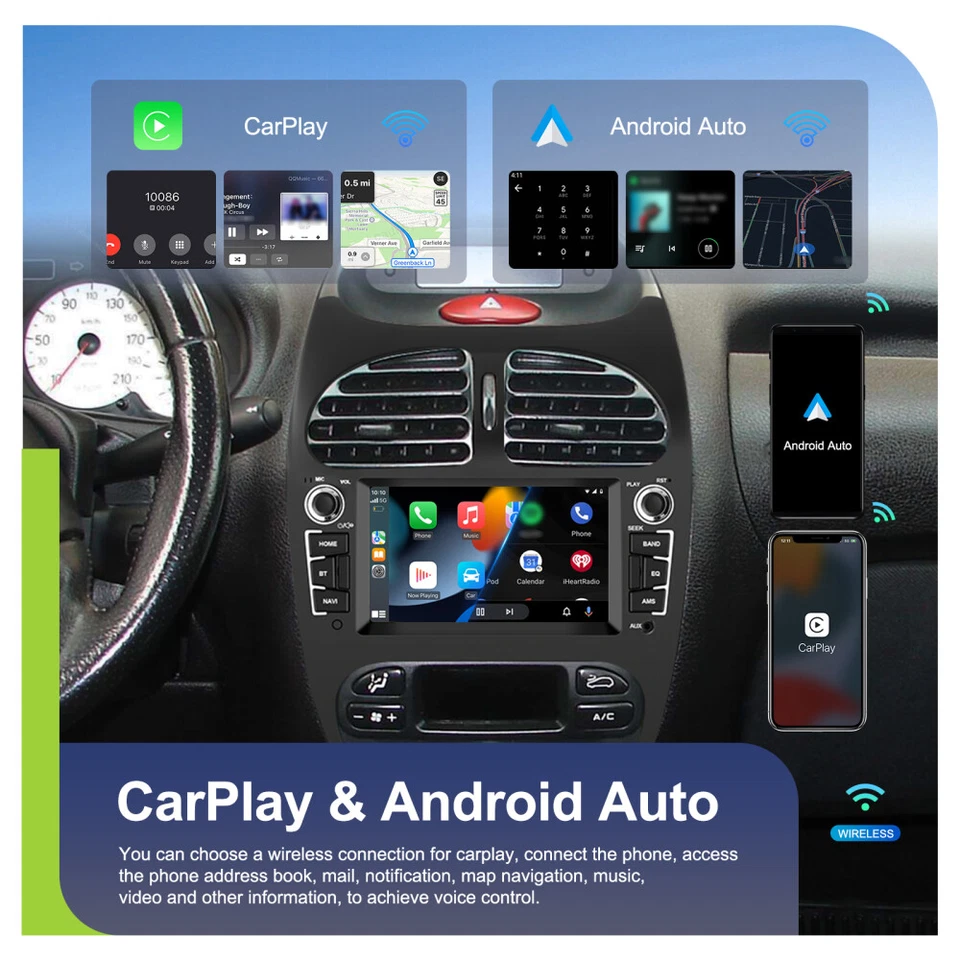 Für PEUGEOT 206 2001-2016 Carplay Android 13.0 Autoradio GPS Navi WIFI BT 4+64GB - Bild 4 von 4