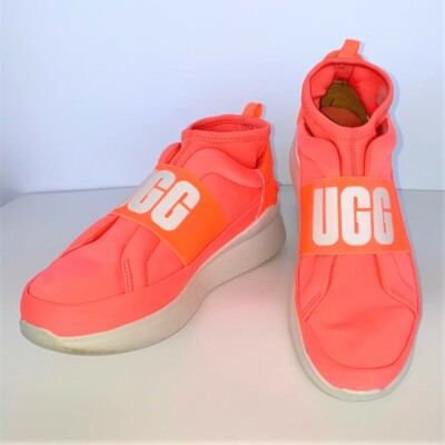 UGG NUETRA LOGO SNEAKERS in NEON CORAL; Pre-Owned; Women's Size