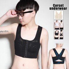 Trans Lesbian Tomboy Strengthen Flat Chest Binder XS-3XL Short Vest Back Cross