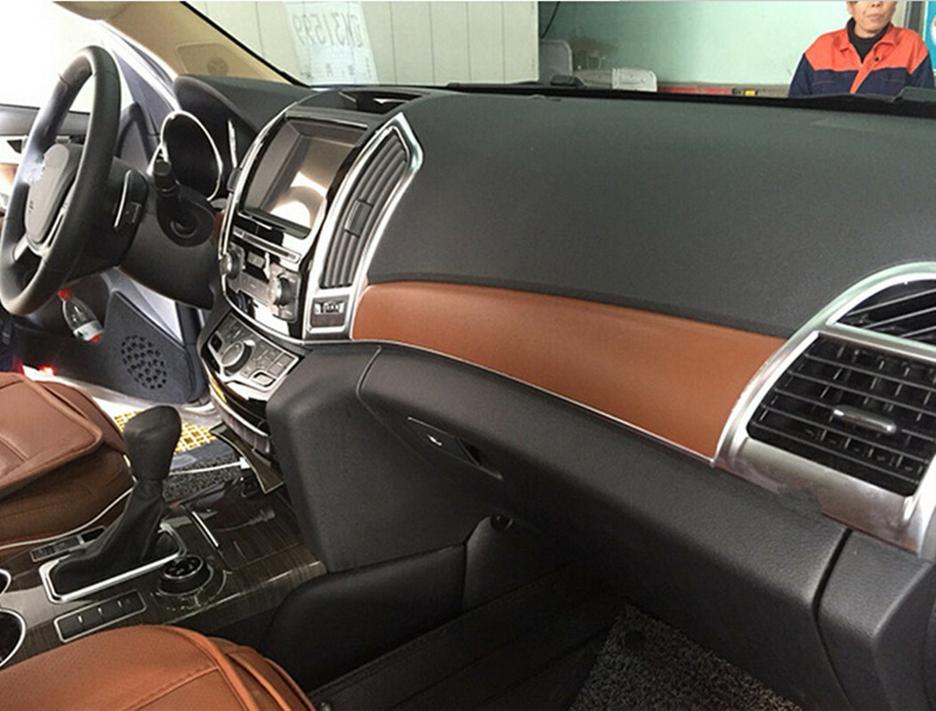 Brown Car Interior Vinyl Sticker Dashboard Trim Wrap Sheet Leather Film