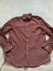 Express Slim 1MX Men Floral Long Sleeve Button-Up Shirt Red-Brown Size M
