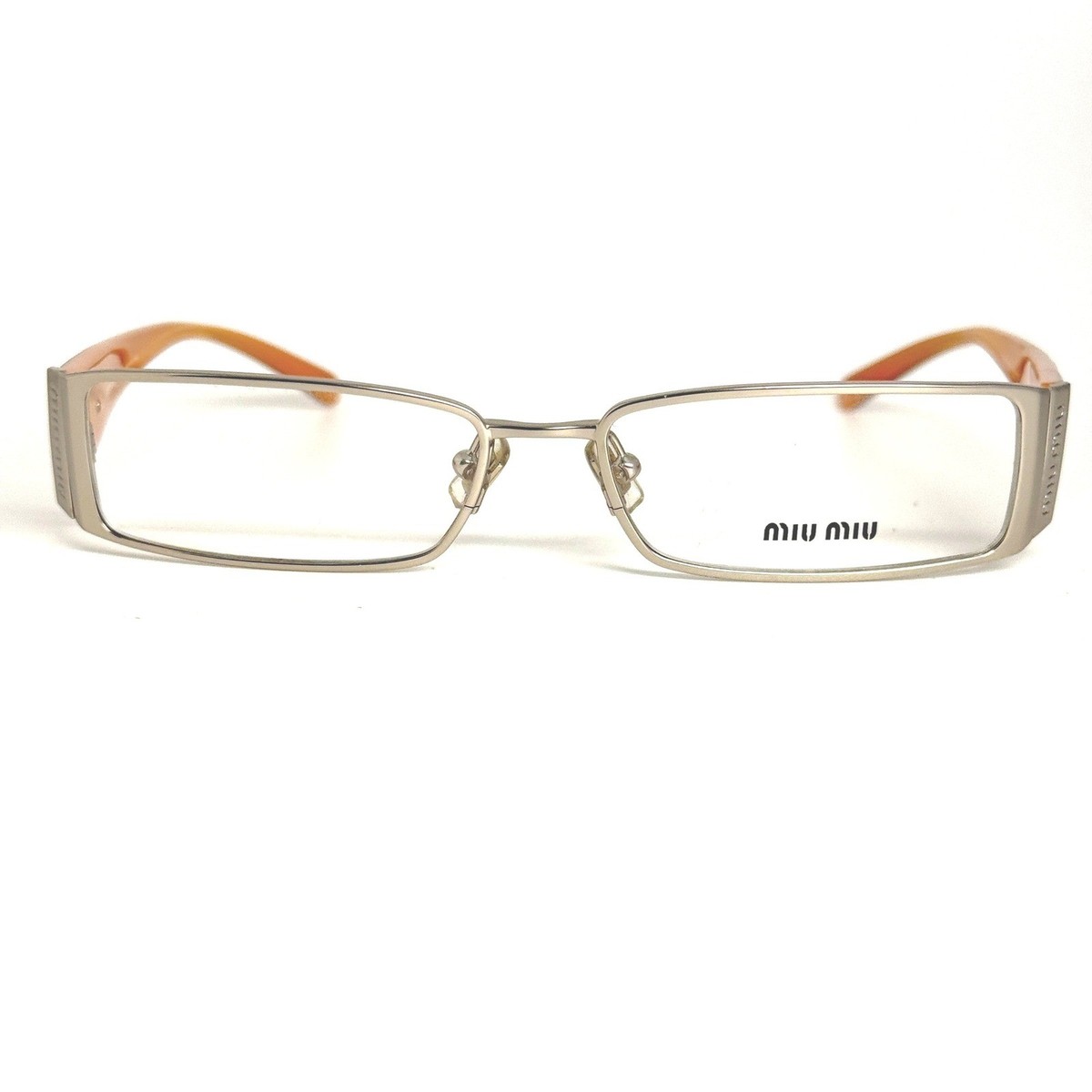 Miu Miu VMU50B Eyeglasses Frame Silver Orange Floral Rose 52-15