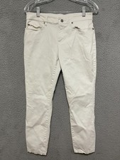Eileen Fisher Womens White Organic Cotton Pants Size 6 Stretch Adult