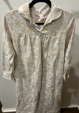 VTG 70's 80's Sears Flannel Floral Nightgown 100 Cotton Sz Large Hong Kong Soft