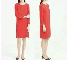J. Crew Red Double-Zip 3/4 Sleeve Shift Dress Size 00 Holiday Christmas