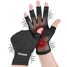 Arthritis Compression Gloves Fingerless, Pain Relief, Anti-Slip Grip, Dim Grey