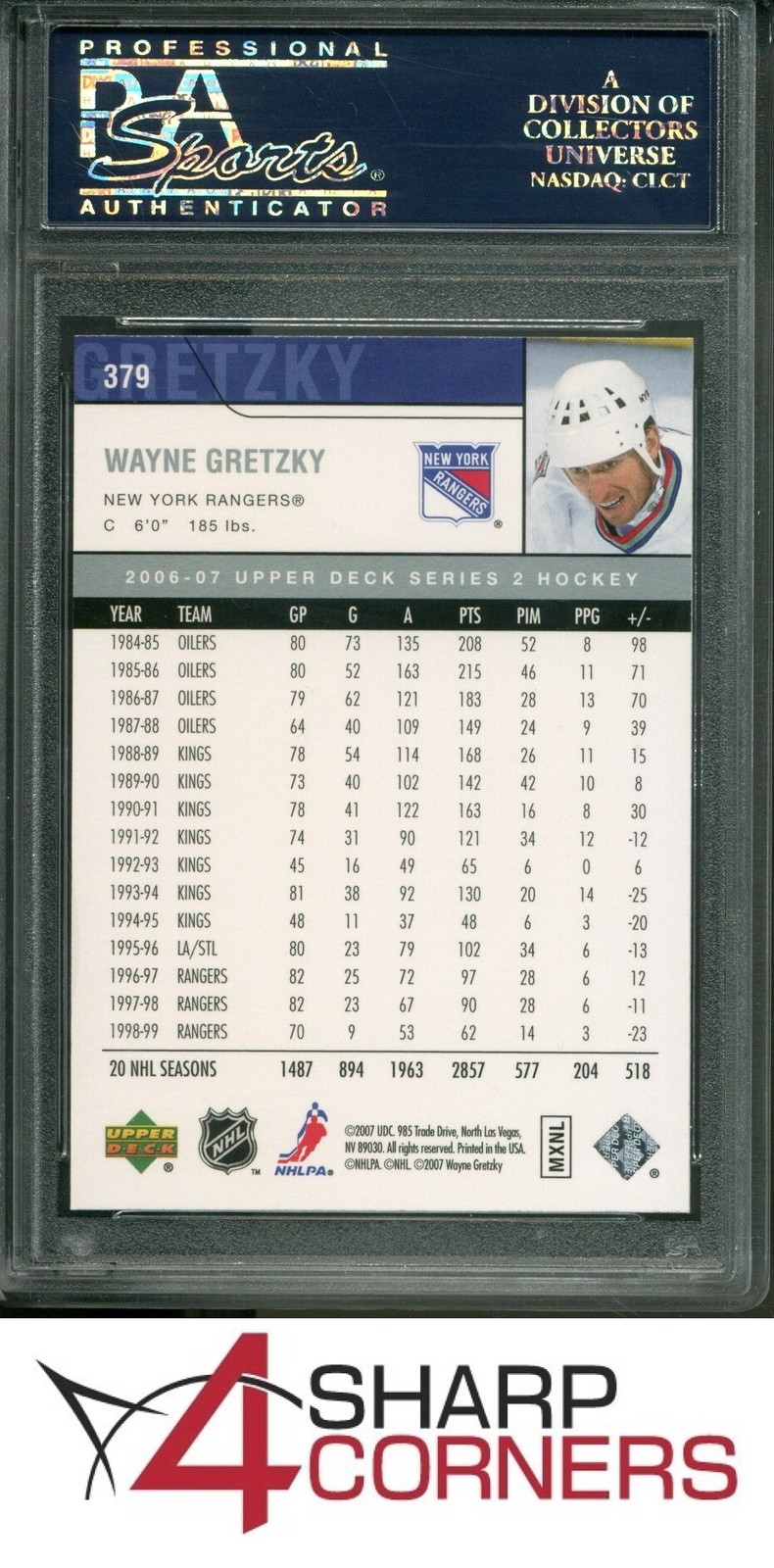 2006 UPPER DECK #379 WAYNE GRETZKY RANGERS HOF PSA 10 view 2