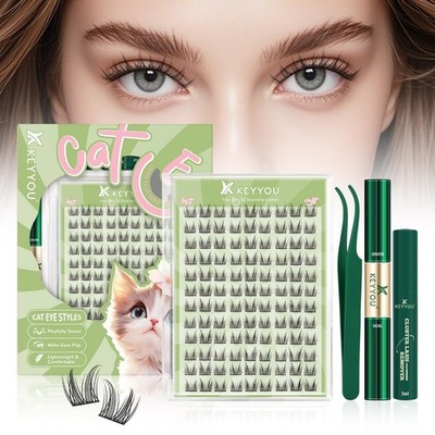 Bunny Lash Clusters Kit Anime Cat Eye Lashes 108pcs Wispy Natural Cat style L...