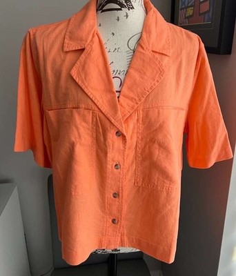 Universal Thread Short Sleeve Coral Button-Down Shirt Women s Size XL