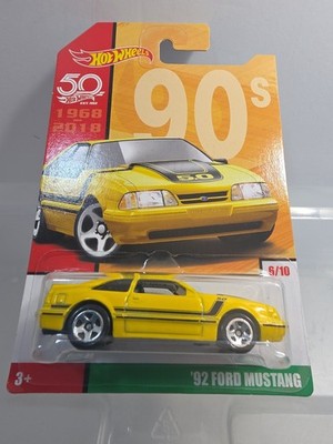 Hot Wheels 2018 50th Anniversary Throwback '92 Ford Mustang Yellow NIP (Box #1)