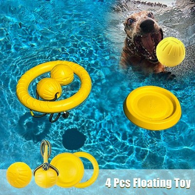 4 Pcs Dog Water Floating Fetch Toy Chew Balls Rope Outdoor Pet Swimming Toys Joy