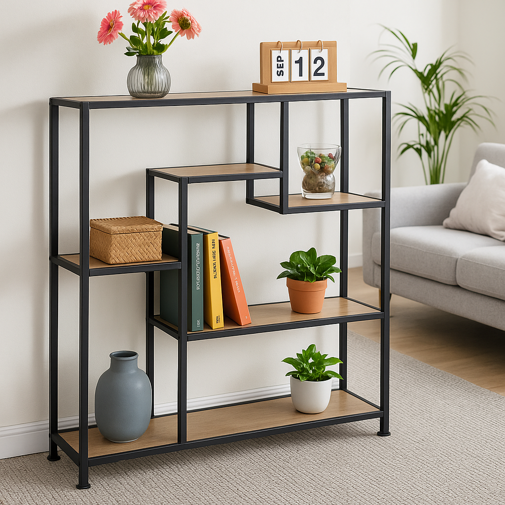 5 Tier Bookshelf Display Unit – Modern Storage Shelf for Living Room or Office