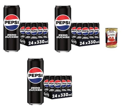 Pepsi Zero Zucker Cola 72x0,33L Dose +Polpa