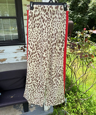 Entro Women's Animal Print Wide-Leg Pants Beige Brown Red Side Stripe, Size S