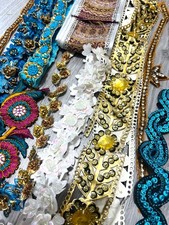 Ribbon Lace Organza Craft Fabric Scrap Pack Textured Offcuts Sewing Remnants Bag
