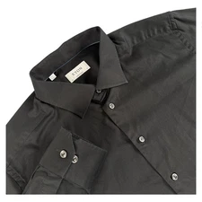 Eton Shirt Mens 18 46 Black Signature Twill L/S Button Down Contemporary Fit
