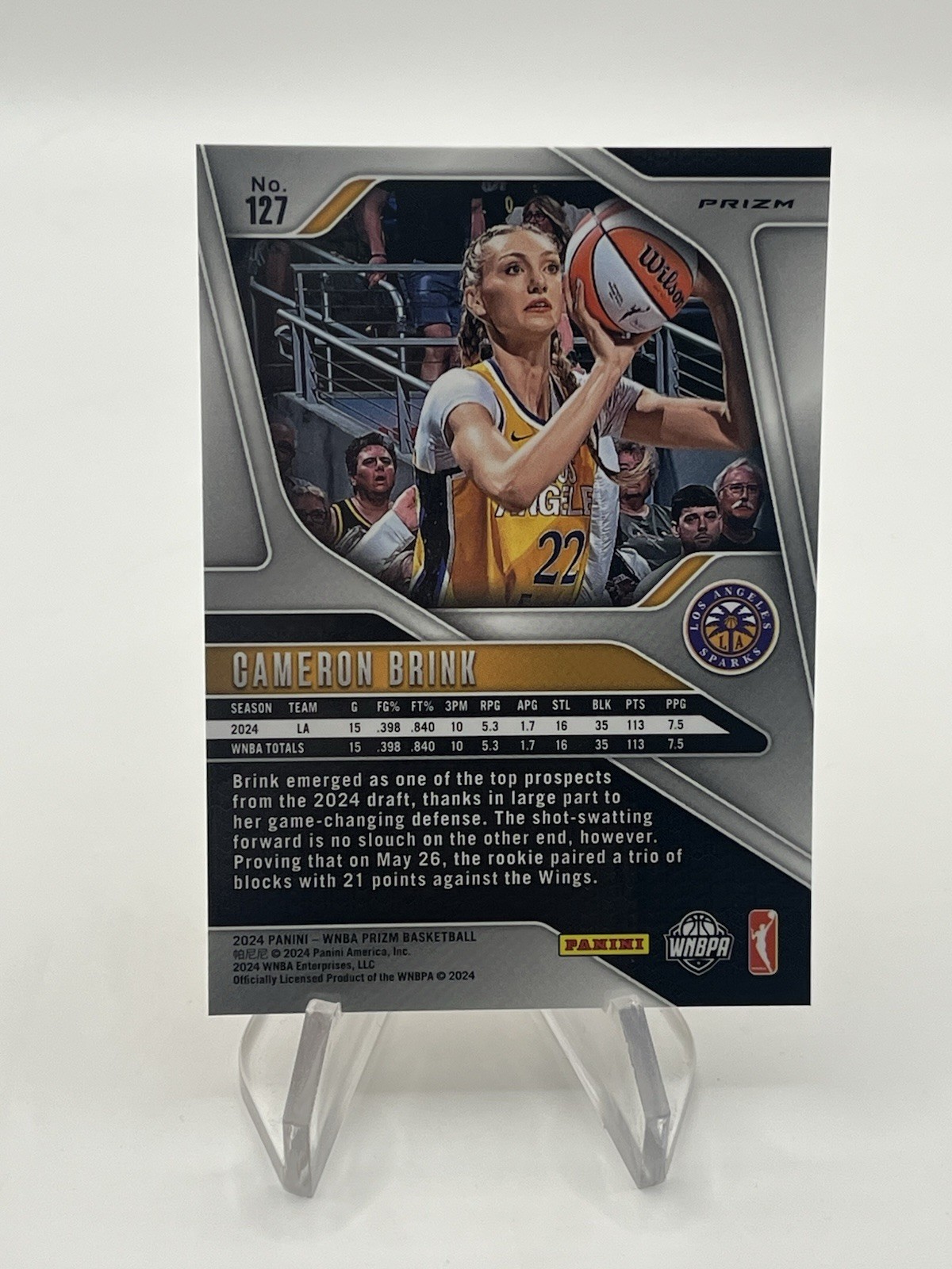 Panini Prizm WNBA 2024 Cameron Brink Sparks RC Rookie Orange Cracked Ice #127 view 2