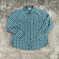 Wrangler Wrangler Shirt Mens XL Blue Plaid Western Pearl Snap Long Sleeve Rodeo