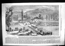 Antigua Guerra 1860 Nápoles Italia Tropas Garibaldianas Cruzando Río Volturno Victoriano