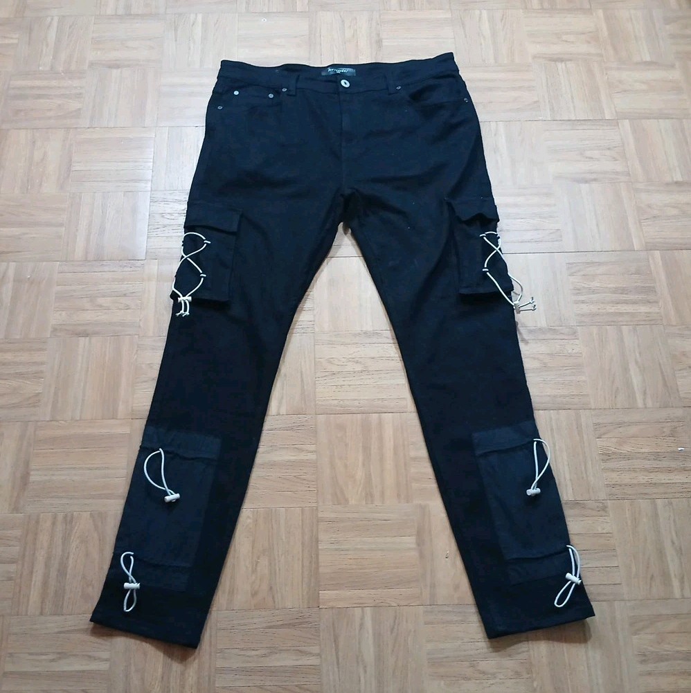 Serenede Jeans Size 38x30 Black Skinny Strap Stretch Denim Goth